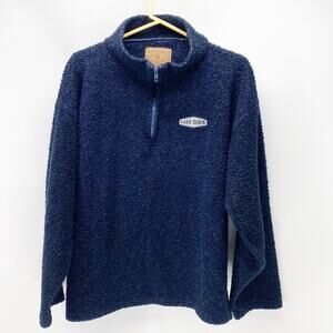 Lakeshirts Lake Tahoe blue Sherpa fleece pullover cozy quarter zip size L cozy
